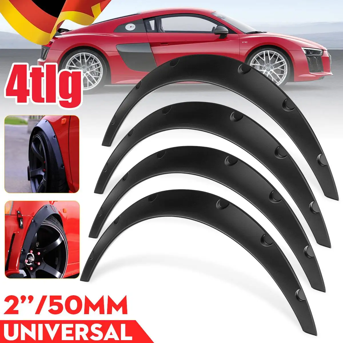 4Pcs/Set 50mm Universal Mudguards Flexible Car Fender Flare Wheel Arch Protector Mud Flaps Mudflaps Splash Guards Mud Flap