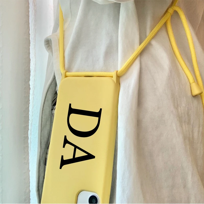 Tùy Chỉnh Tên Logo Hình Dây Đeo Vai Ốp Lưng Với Sling Cho Iphone 13 12 11 Pro Max 7 8 Plus X XR XSMax Vỏ Mềm TPU