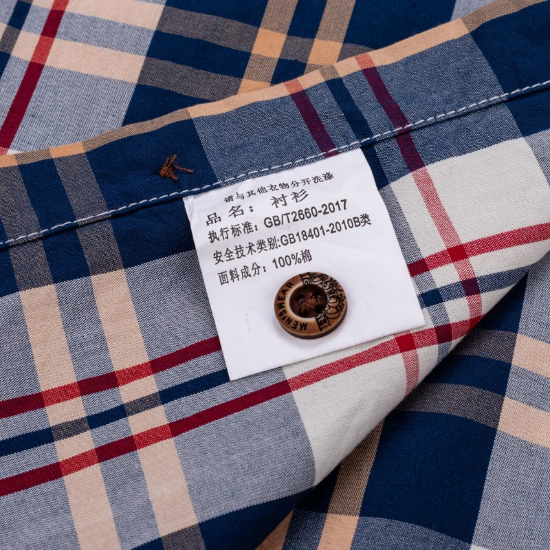 England Style Contrast Casual Checkered Shirts Pocketless Button-down Soft 100% Cotton Long Sleeve Standard-fit Plaid Shirt