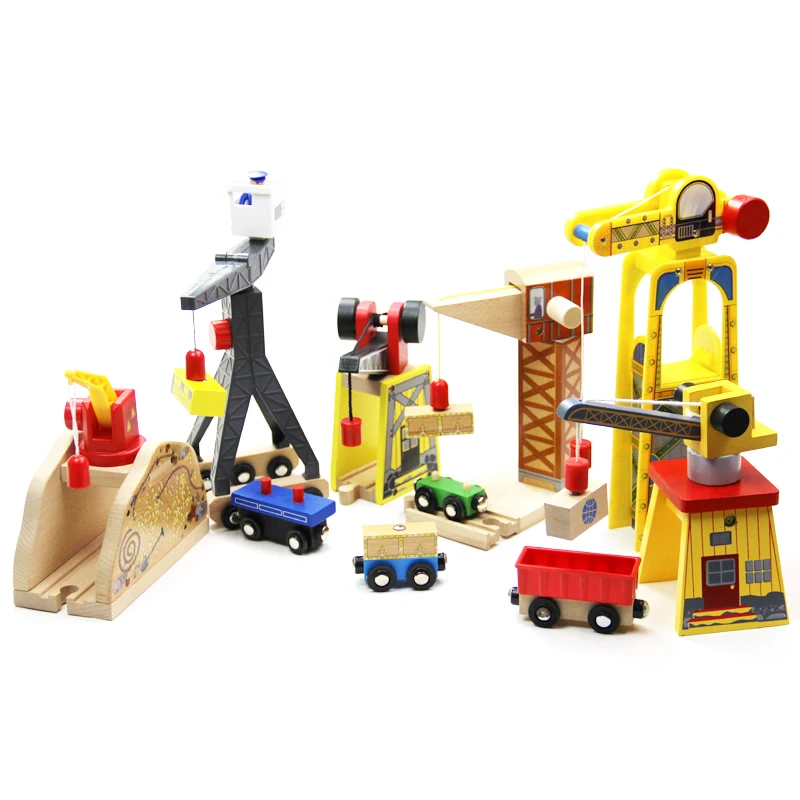 

EDWONE ALL Kinds Of Crane Compatible Thom as Wooden Train Track Railway Accessories Move Crane House Tender Educational Slot DIY