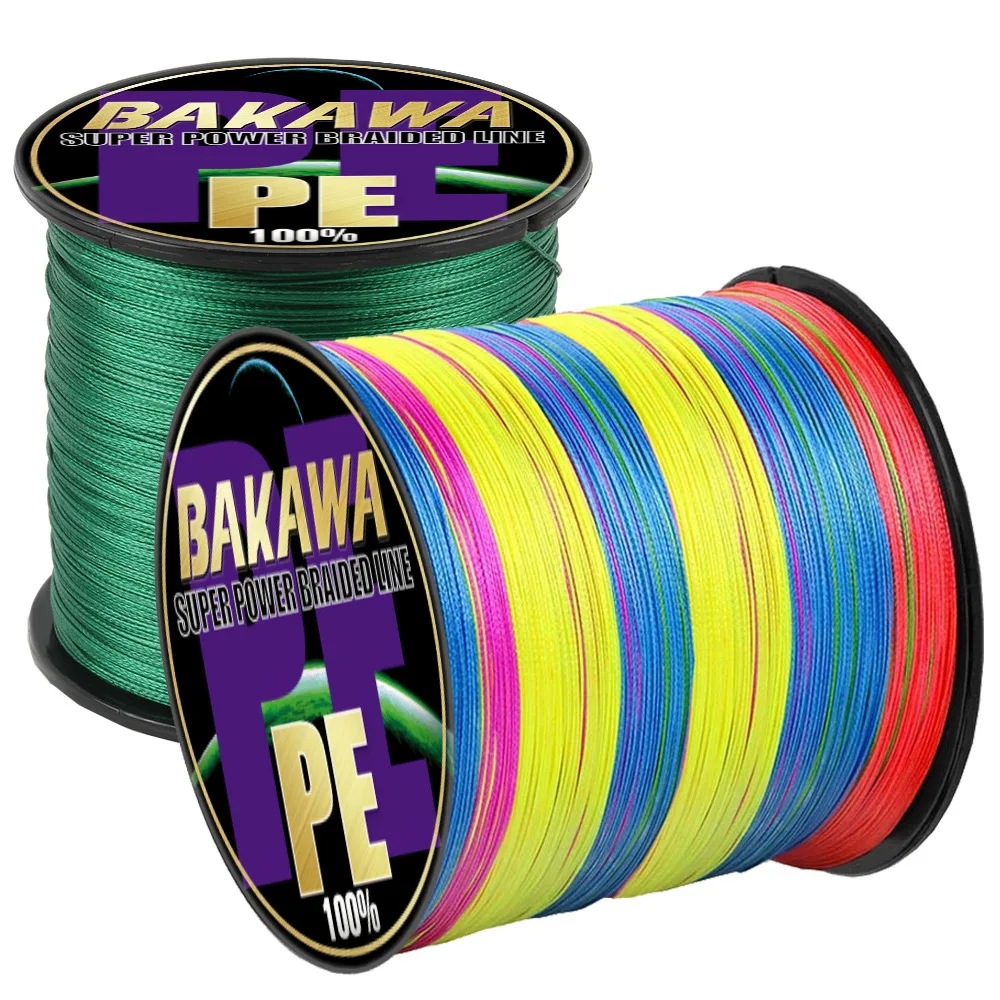 BAKAWA – fil de pêche tressé 4, accessoires de pêche, Multifilament PE japonais, carpe, eau salée, 300M 100M