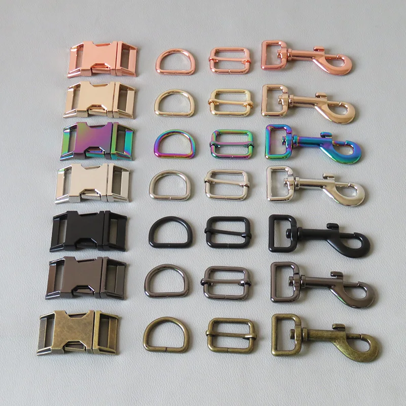 50Sets/Pack Inner 25mm Webbing Strong Metal Buckle Hardware Adjuster D Ring Snap Hook For Pet Dog Collar Leads Clasp Accessories