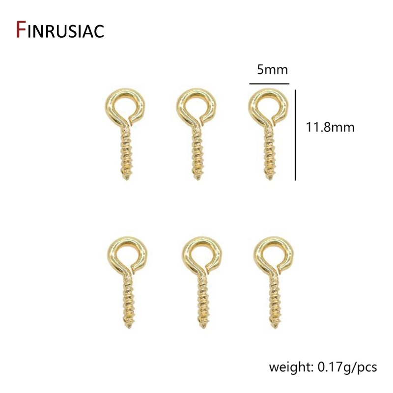 Jewelry Making Screw Eye Pins 14k gold plated Accessories Findings Screw Threaded Hooks Eyelets Clasps Eyepins Hooks