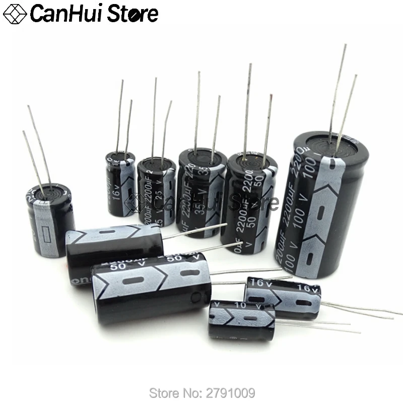 2-50pcs 10V 16V 25V 35V 50V 63V 100V Capacitor eletrolítico de alumínio 100UF 220UF 330UF 470UF 680UF 1000UF 2200UF 3300UF 4700UF