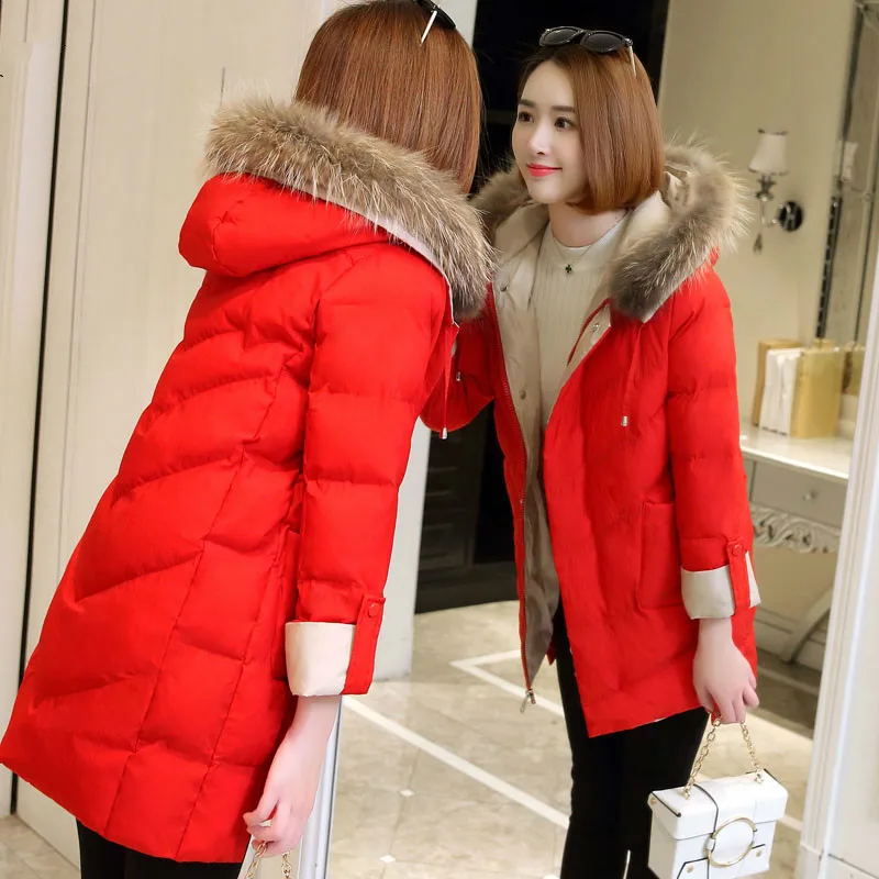 

Winter Jacket Women 2020 Korean Wadded Parka Woman Hooded Fur Collar Korean Long Coat Female Padded Parkas Mujer KJ621