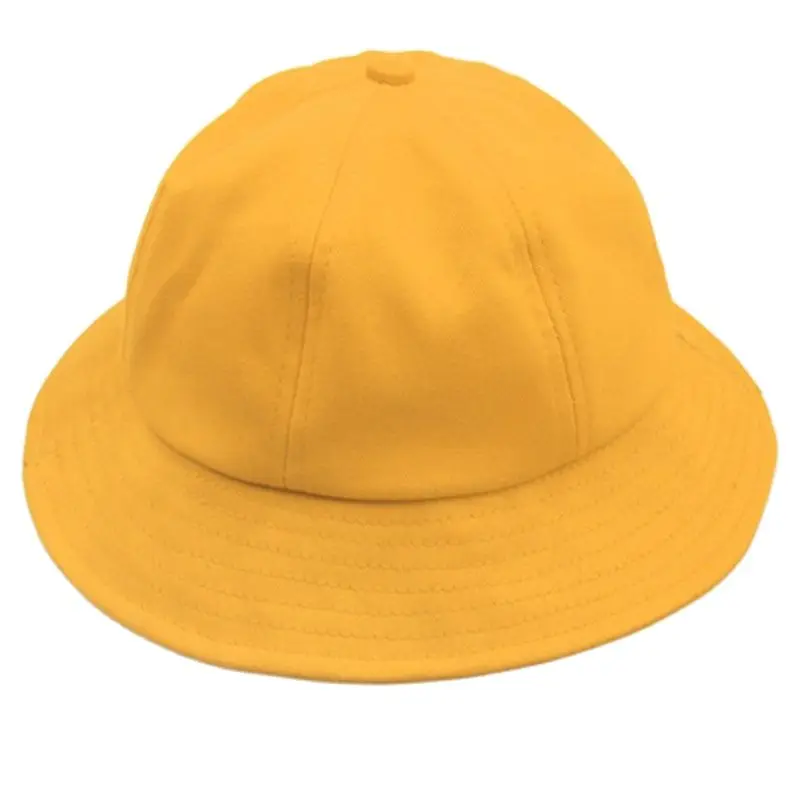 Asia Style 52-54cm Primary Walk Kindergarten School Safety Yellow Bucket Hat Cute Boy Girl Panama Cotton Fisherman Cap T33