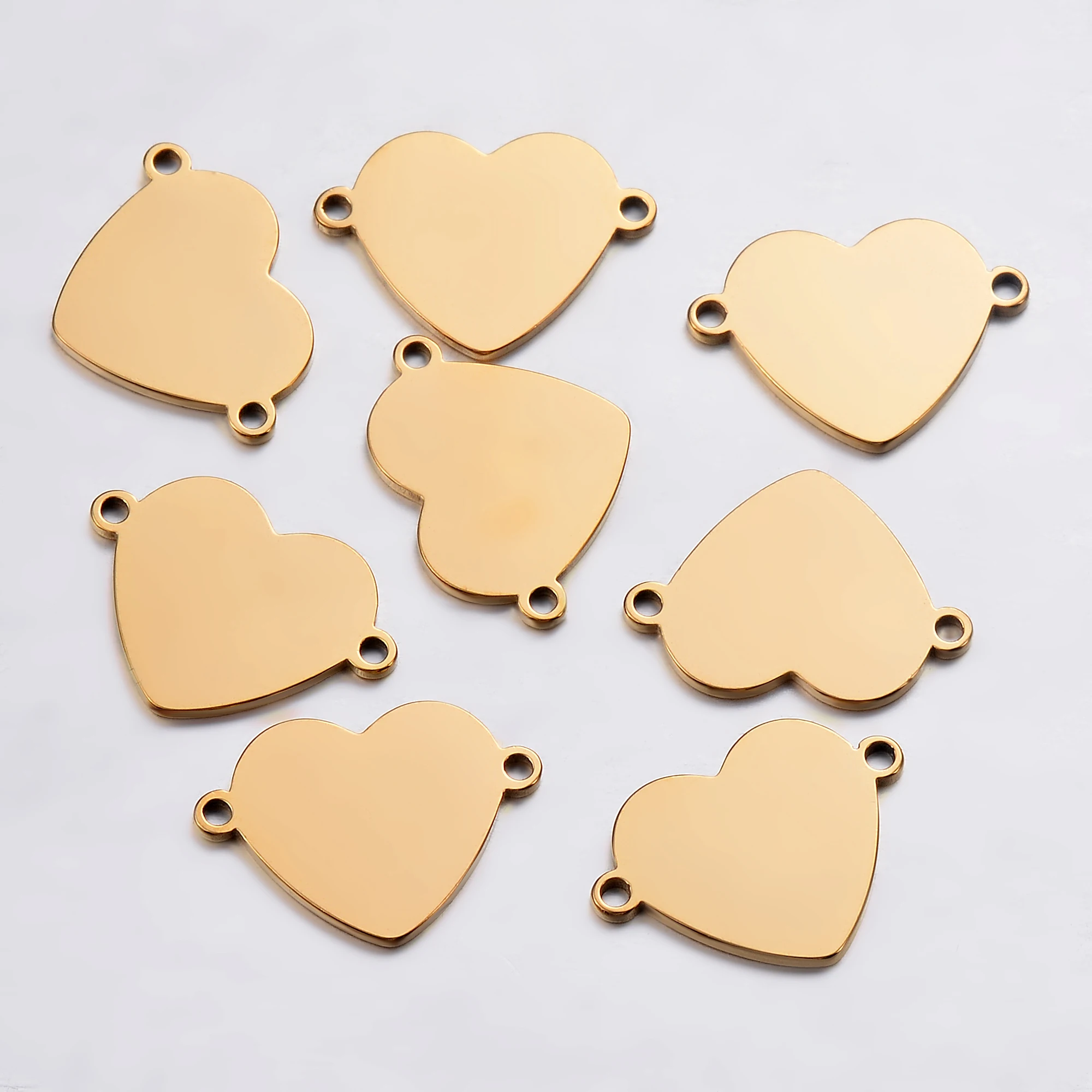 10 sztuk ze stali nierdzewnej małe serce bransoletka złącza Charms DIY komponenty do biżuterii bransoletka złącze akcesoria 2 otwory DIY Charm — zdjęcie 5