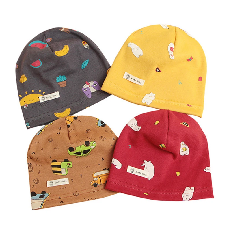 Spring Autumn Thin Baby Hat Beanie Children Girls Cartoon Animals Print Cotton Hats Newborn Kids Caps Baby Boy Beanies Bonnet