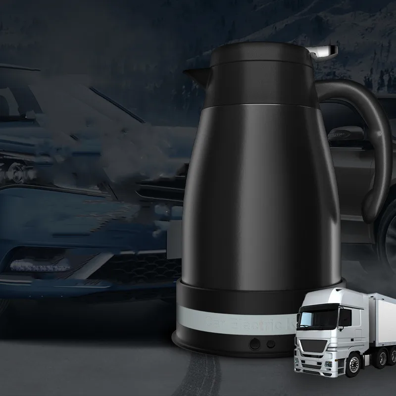 12V 24V Car Kettle Car Water Heater Kettle Large Truck Car Portable Stainless Steel Electric Kettle 1200ML