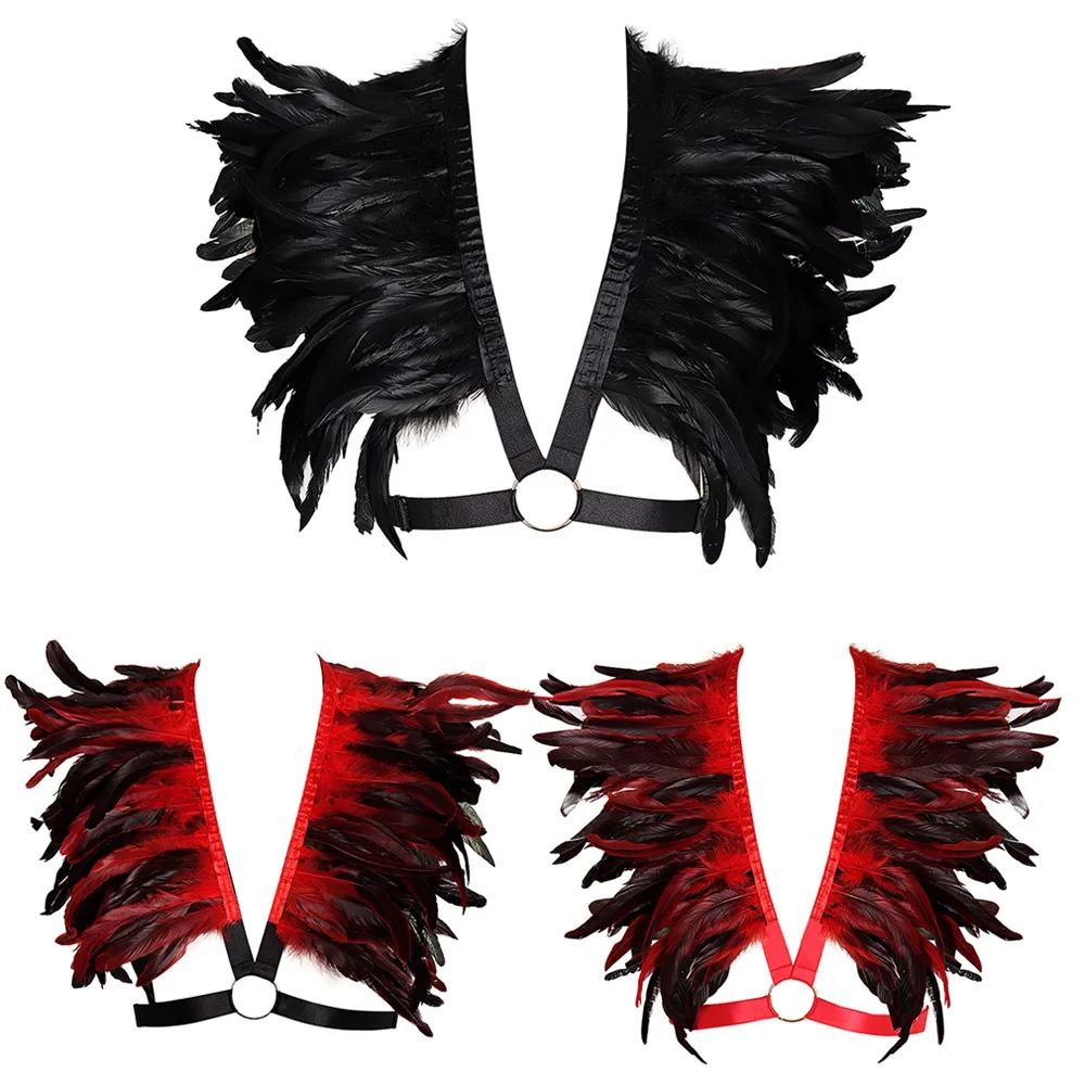 

Sexy Lingerie Goth Adjust Suspender Harness Feathers Fashion Bdsm Bondage Garter Harajuku Dance Nightclub Wear Restraint Belts