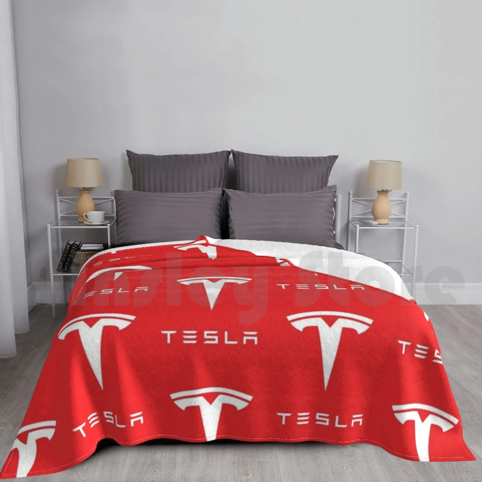 Tesla Blanket For Sofa Bed Travel Tesla Logo Model 3 Spacex Space Elon Musk Roadster