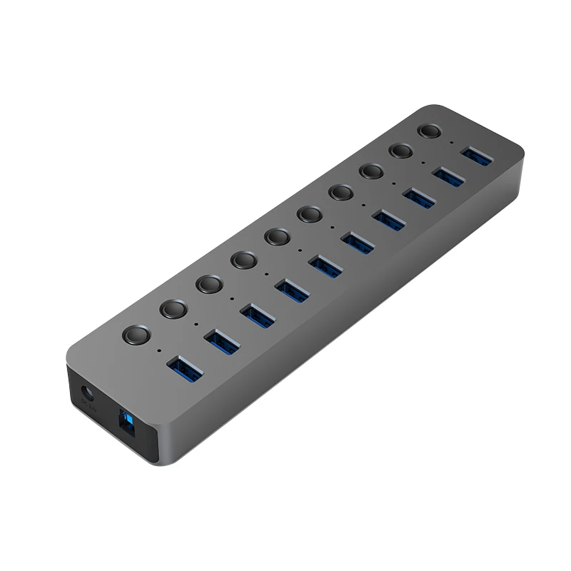 Blueendless USB Hub 3.0 USB High Speed 7/10 Port Aluminum Alloy Shell Splitter Independent Switch Adapter for PC Accessories