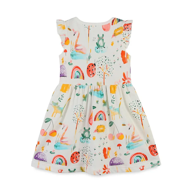 Jumping Meters New Arrival Girls Dresses Cartoon Print Cute Princess Party Sleeveless Clothes Cotton Kids Summer Dresses Costume