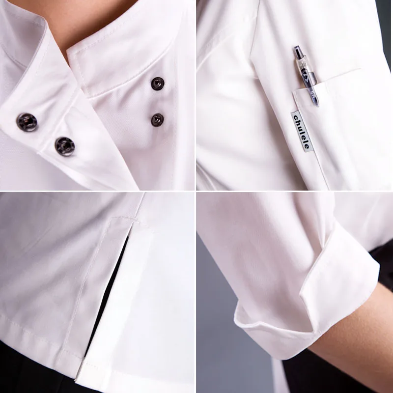 Veste de cuisine blanche chef cuisinier, uniforme d'été de serveur de restaurant, vêtements de travail, veste de cuisine pour femmes