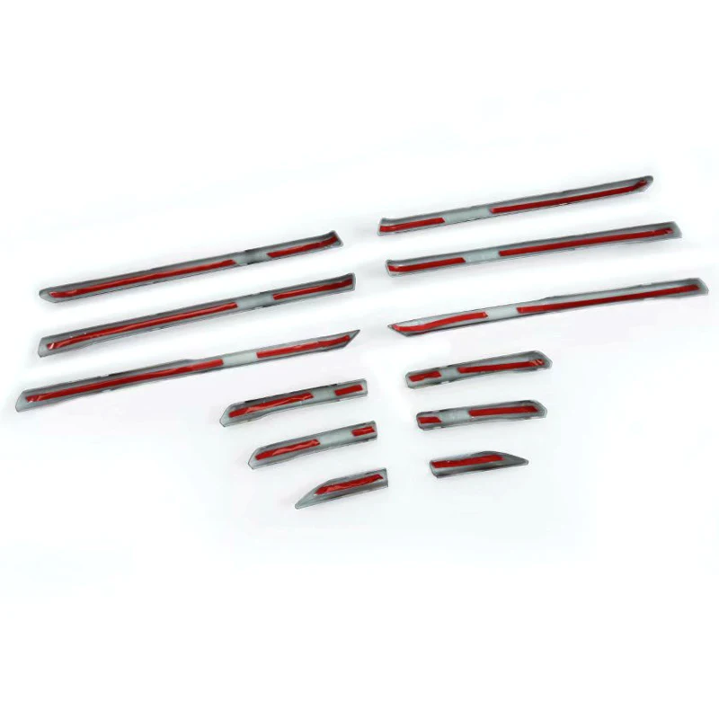 ABS Chrome Carbon Fiber Style Front Central Grille Grill Plate Strip Cover Trim 12 Pcs Fit For Mazda 3 2017 2018 Exterior Kit