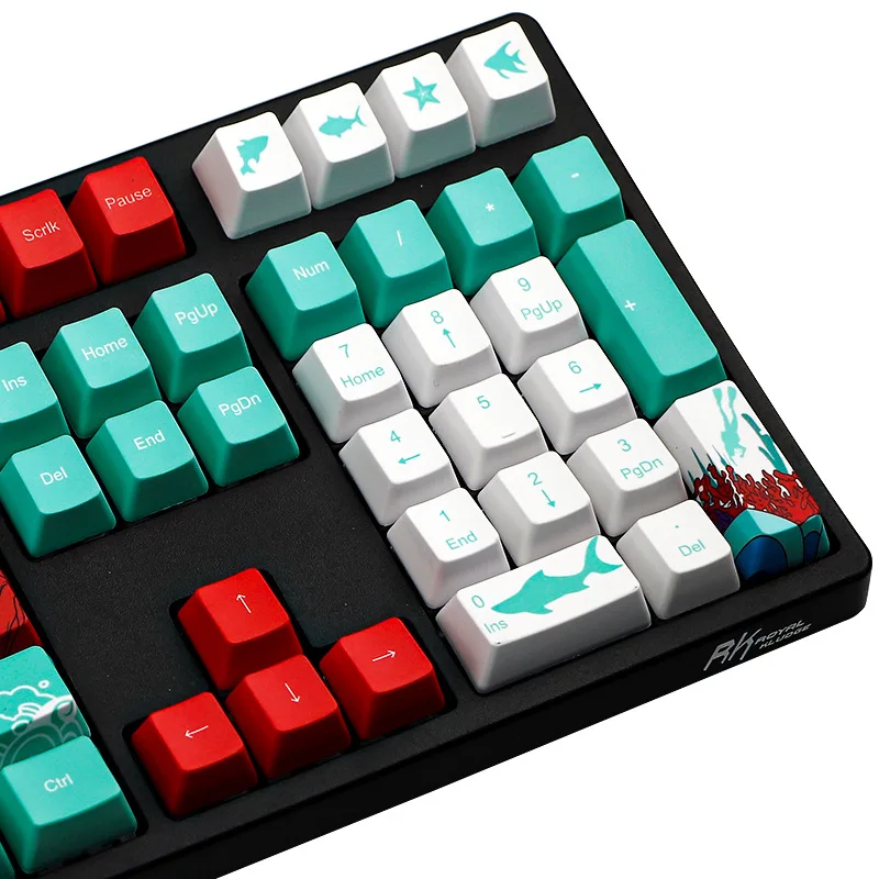 Desain Keren Laut Karang Keycaps Lima Sisi Sublimasi 6.25U Spasi Jepang/Korea/Rusia 110 Kunci Profil OEM