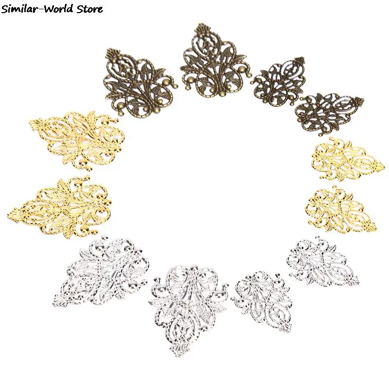 20pcs Wholesale Filigree crafts Hollow Embellishments Findings Jewelry Accessories Bronze Tone ornaments 35mm