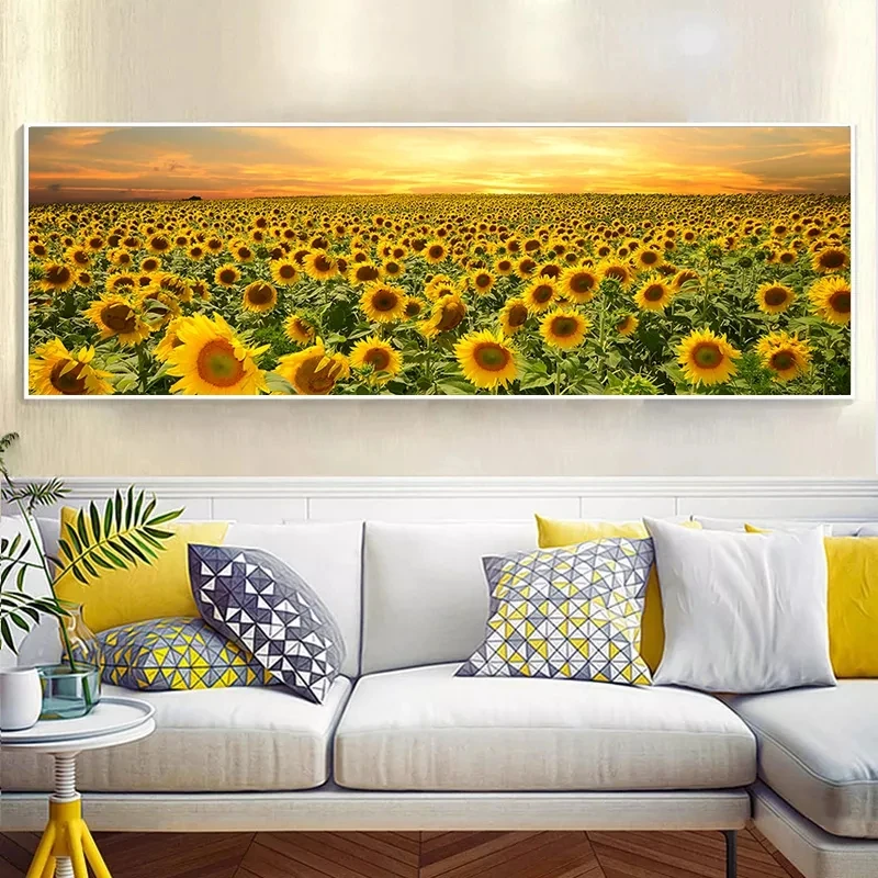 Sunflower Field Nature Scenery Aesthetics Canvas Painting Wall Art Picture Posters and Prints for Living Room Home Artwork Decor