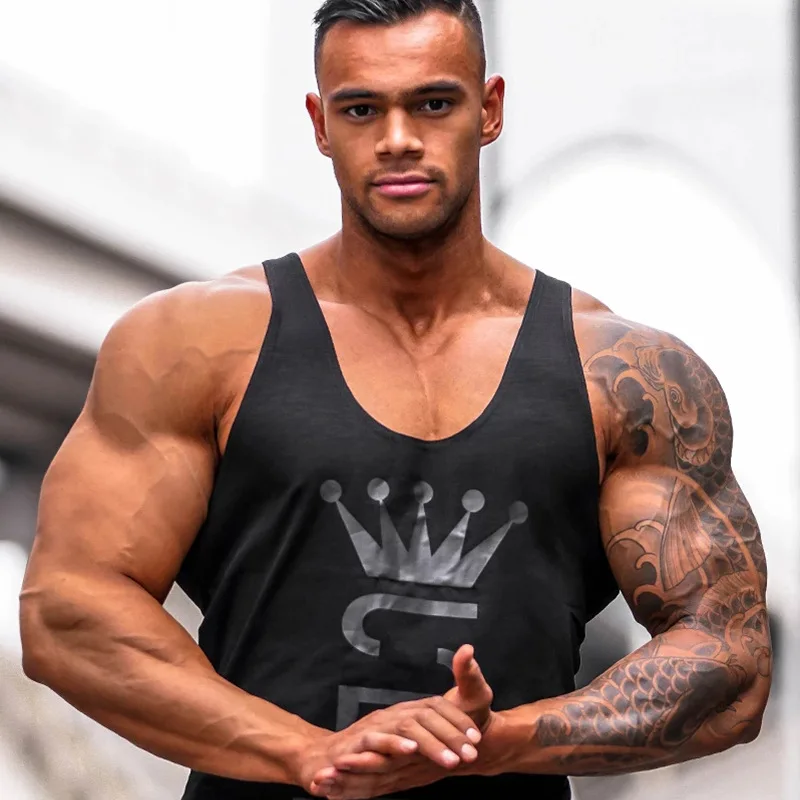 Men Tank Top Gym Workout Singlet Sleeveless Blouse Stringer Tank Tops Bodybuilding Show Muscle