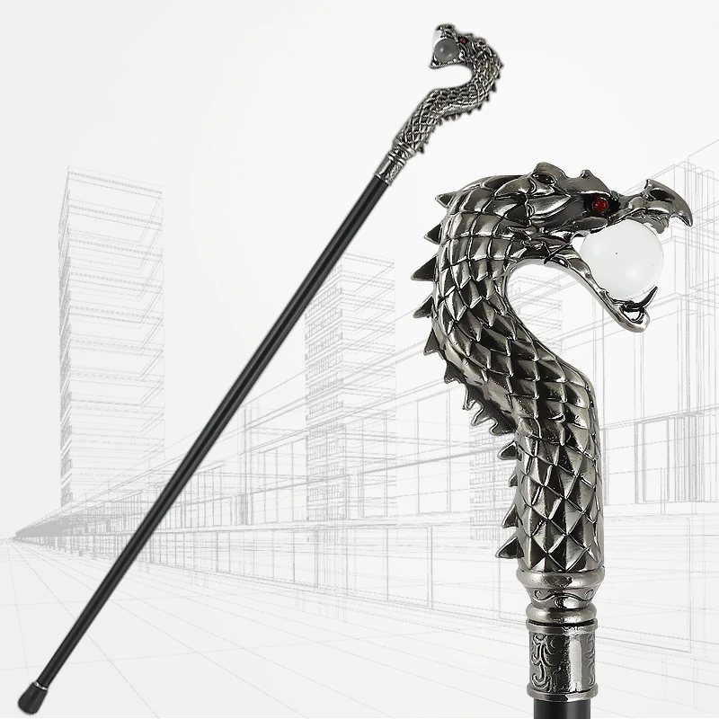 

Dragon head gentleman stick old man English crutch theater stage performance film and television prop Scepter metal alloy civili