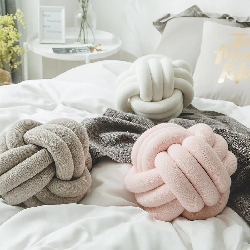 DIY Ball Creative Bedroom Decoration Pet Toy Cute Soft Living Room Decorative Sofa Cushion Braid Knot Pillow