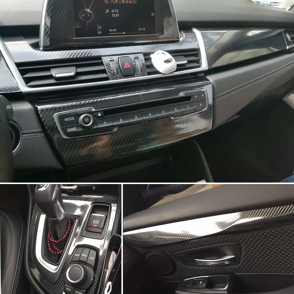 Car Accessories 3D/5D Carbon Fiber Stickers For BMW 2 Series F22 F23 F45 F46 Interior Central Control Panel Door Handle Decorate