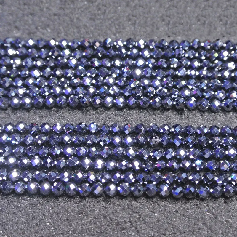2/3/4mm Natural Terahertz Stone Beads 15\'\' Round Faceted Spacer Tiny DIY Loose Beads For Jewelry Making Beads Necklace Bracelet