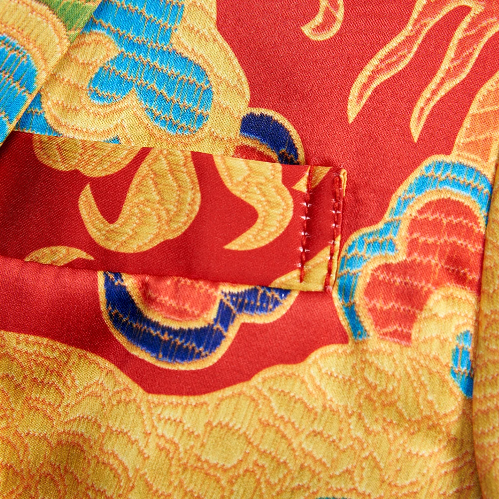 Men Casual Blazer Print Red Dragon Pattern Design DJ Club Singer Costume Slim Fit Suit Jacket Coat