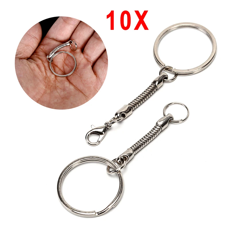 10Pcs Snake Chain Key Rings Keychain Silver DIY Jewelry Findings Craft Jewelry Accessories