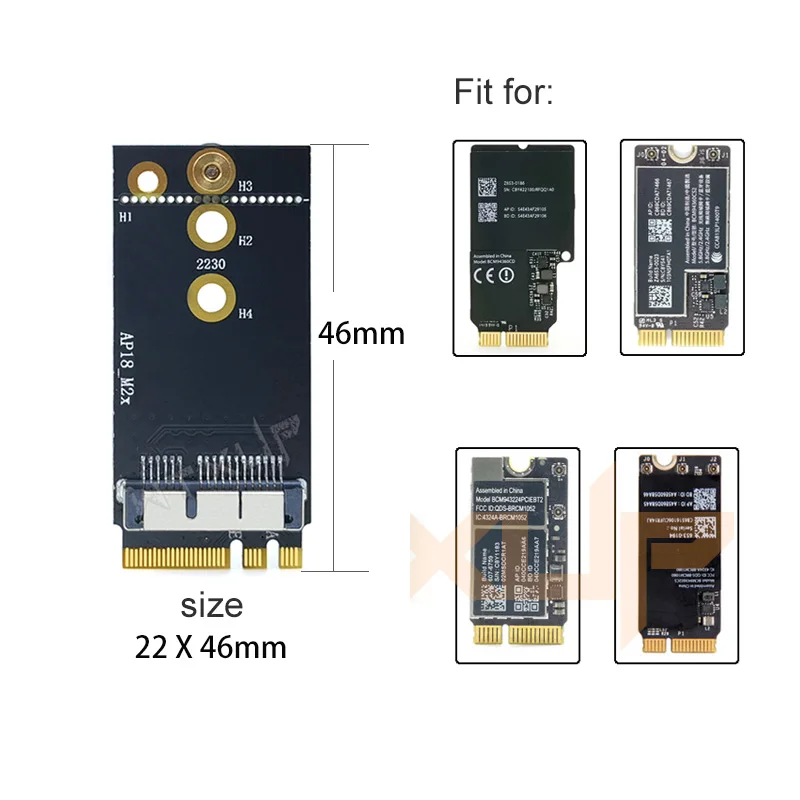 Адаптер для ключей A/E BCM94360CS2 BCM943224PCIEBT2, модуль карты 12 + 6 Pin, Беспроводная скорость Wi-Fi для разъема NGFF 2230 м, 2