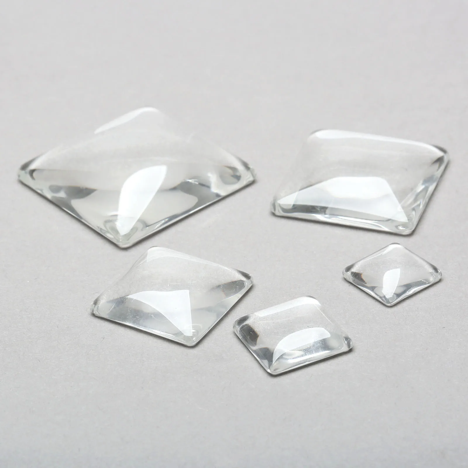 10pcs/20pcs Square Dome Clear Glass Flat Back Cabochon Transparent Crystal Magnify Base Cover 12mm-30mm Handmade DIY Craft