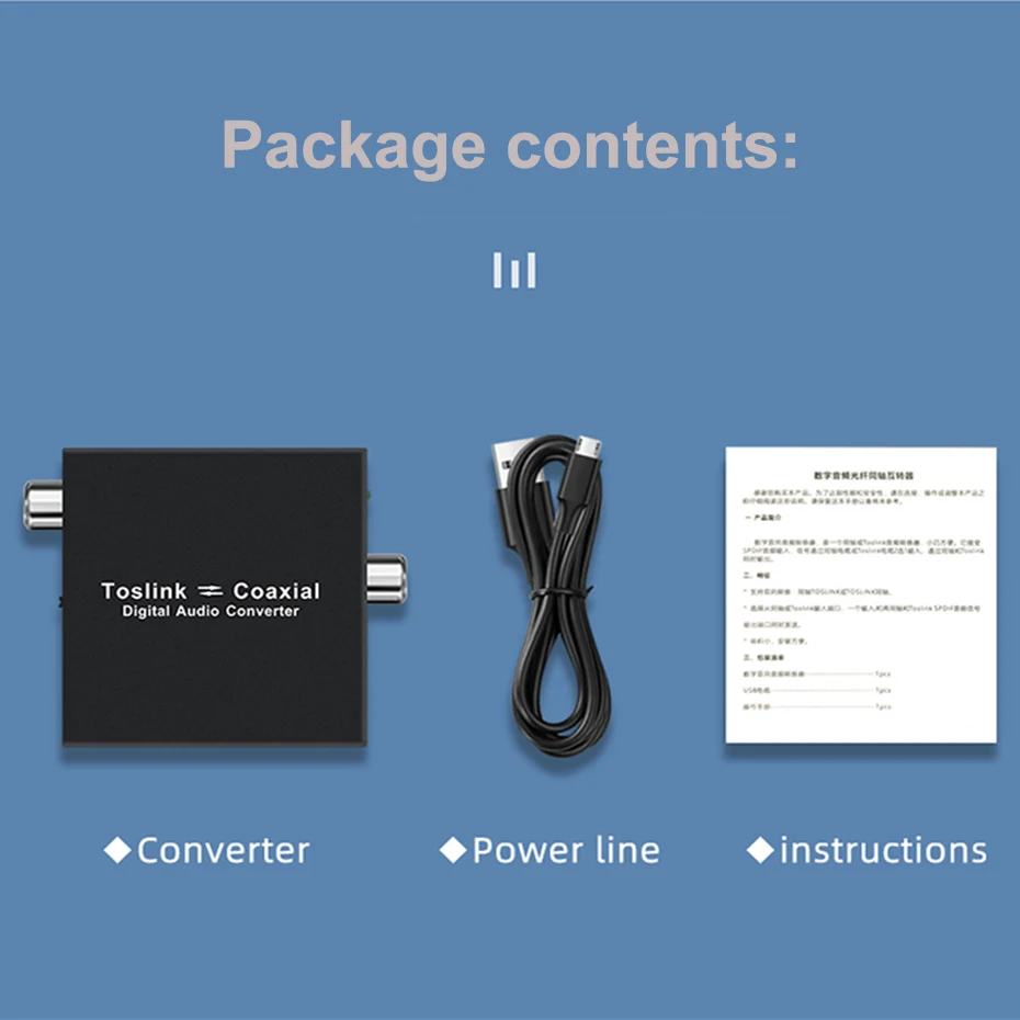 Digital audio converter Bi-directional RCA Digital coaxial to optical toslink converter Optical SPDIF Toslink to Coaxial