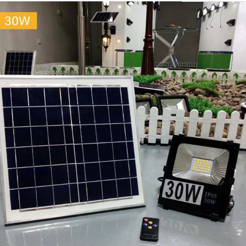 2PCS 10W 20W 30W 50W 100W Solar LED Floodlight Cool White Remote Control Garden Street Flood Light Lamp Outdoor Wall Lighting