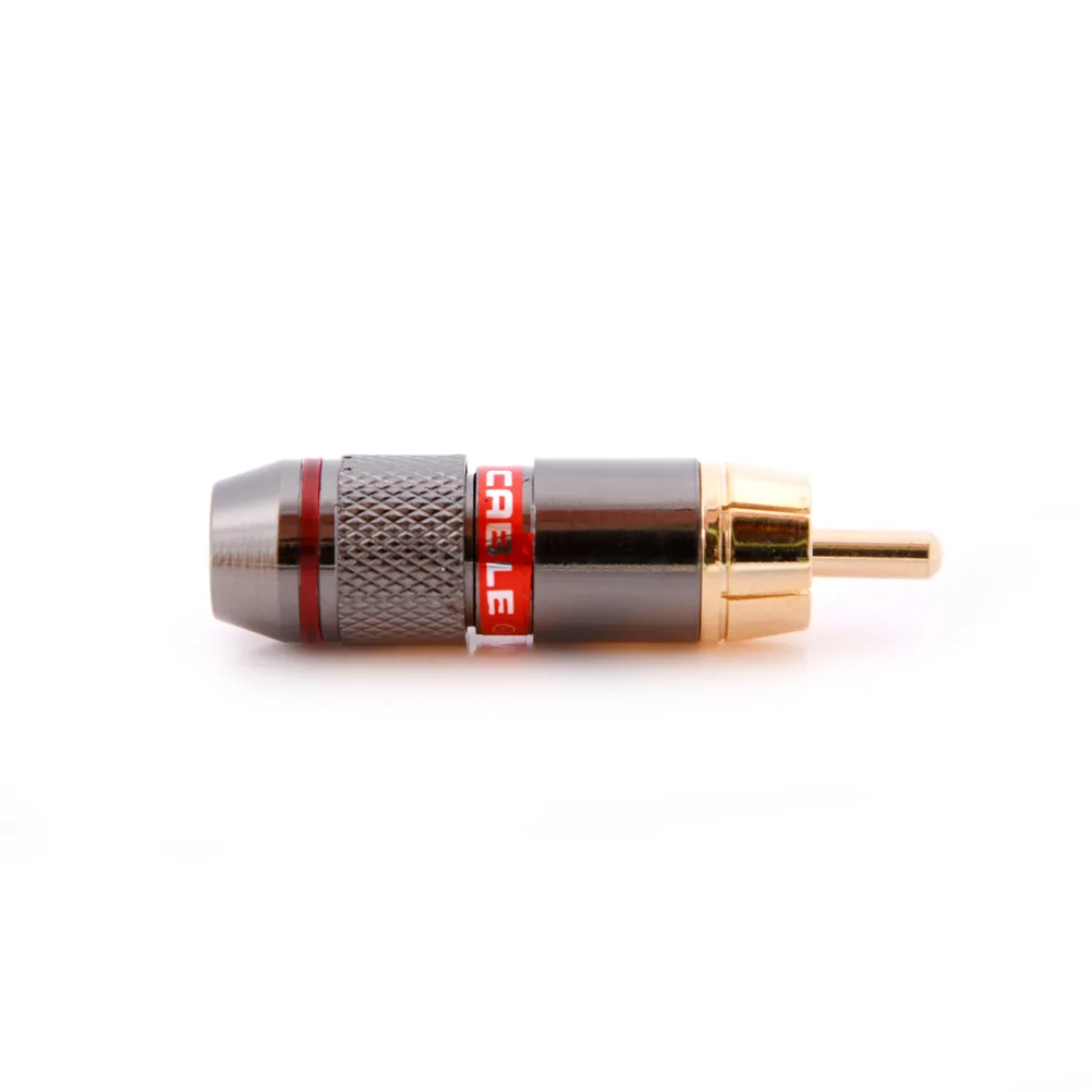 Zlinkj 4 pçs/lote alta qualidade chapeamento de ouro rca conector rca macho plug suporte 6mm cabo atacado