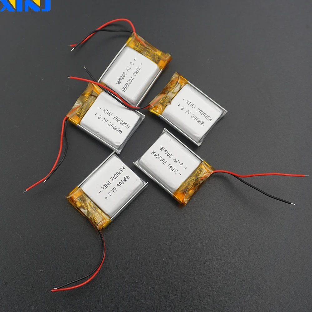 

XINJ 5pcs 3.7V 300 mAh Li-Polymer Li Lithium Battery Lipo Cell 702025 For DIY Watch Car Camera Mp3 Earphone Bluetooth Speaker