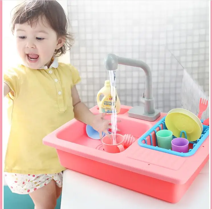 

Dishwashing Girl gift holiday11PCS Simulation Child Pretend play Kitchen Washing Tool toys water Educational washing machine toy