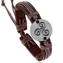 Trendy Teen Wolf Triskele Bracelets Hemp Rope Adjustable Genuine Leather Strap Charm Bracelet Women Men Movies Jewelry