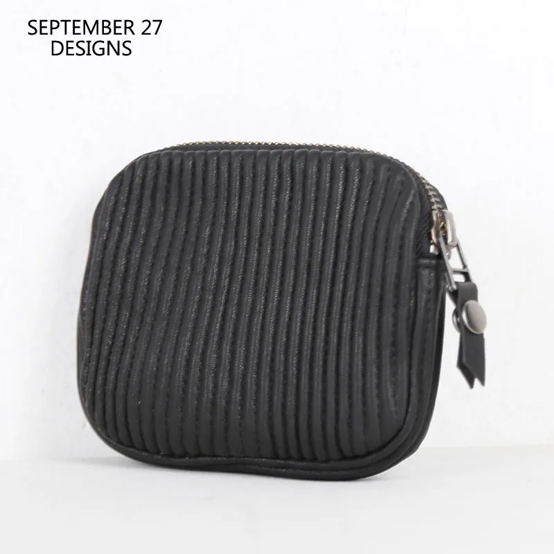 Storage Coin Purse Genuine Leather Luxury Zipper Wallet Casual Credit Card Bag Simple Coin Pouch Sheepskin Short Purses