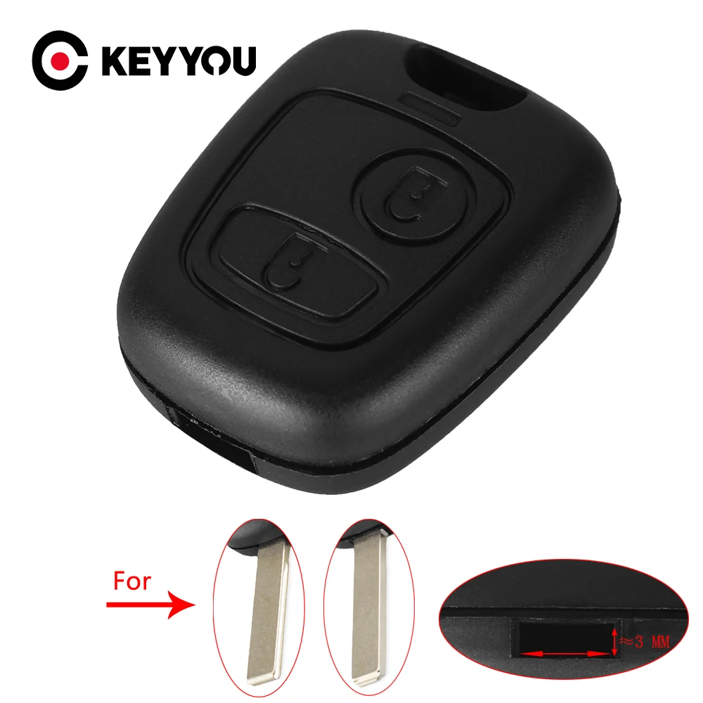 KEYYOU Remote Key Shell Case Fob For Toyota AYGO For Citroen For Peugeot No blade No logo 2 Buttons