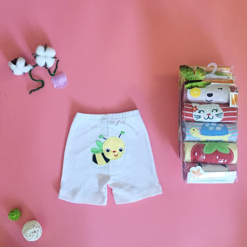 [3/4/5Pcs/lot Random Color]Summer Baby Boys Girls Shorts Cartoon Newborn Baby PP Shorts 100%Cotton Toddler Pants Infant Clothes