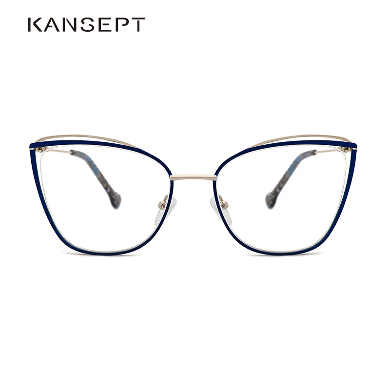 KANSEPT Metal Glasses Frame Women Cat Eye Myopia Computer Eyeglasses Frames 2022 Lady Stylish Eyewear High Quality MS3535