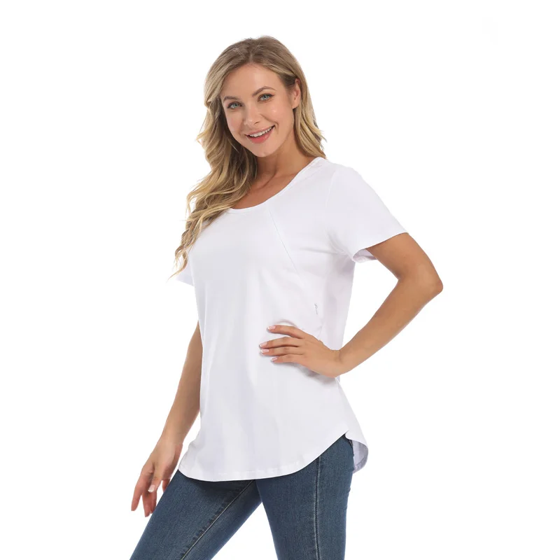 Summer Loose Big Size Maternity Top Short-Sleeved T-Shirt Breastfeeding Friendly Postpartum Nursing Wear for Pregnant Women