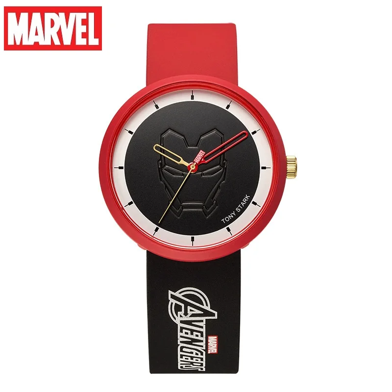 Disney Marvel The Avenger Iron Man Fashion Quartz Wristwatch 3D Stereo Cartoon Dial The Hero Crystal Silicone Strap Uinsex Clock