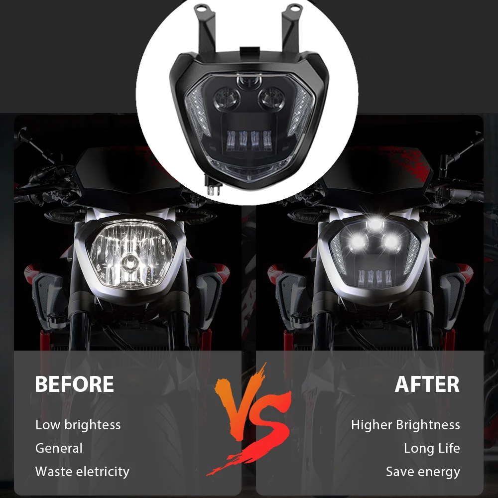 Headlight For YAMAHA MT07 Motorcycle Headlight HeadLamp For MT 07 LED Lamp DRL FZ07 2014 2015 2016 2017 MT07 110W 12V