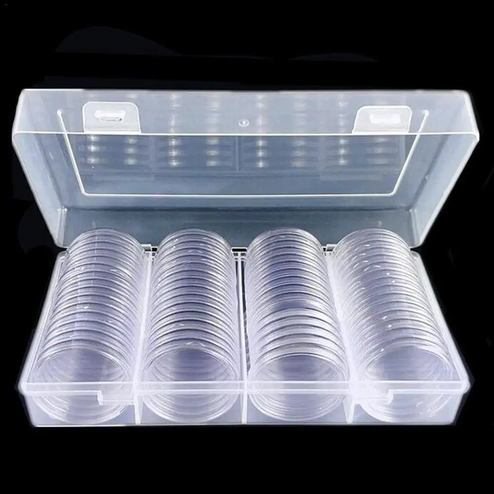 Coin Case 60 Pieces 40 mm Silver Eagles Coin Capsules Coin Holder Storage Container with Storage Organizer coin box#D0
