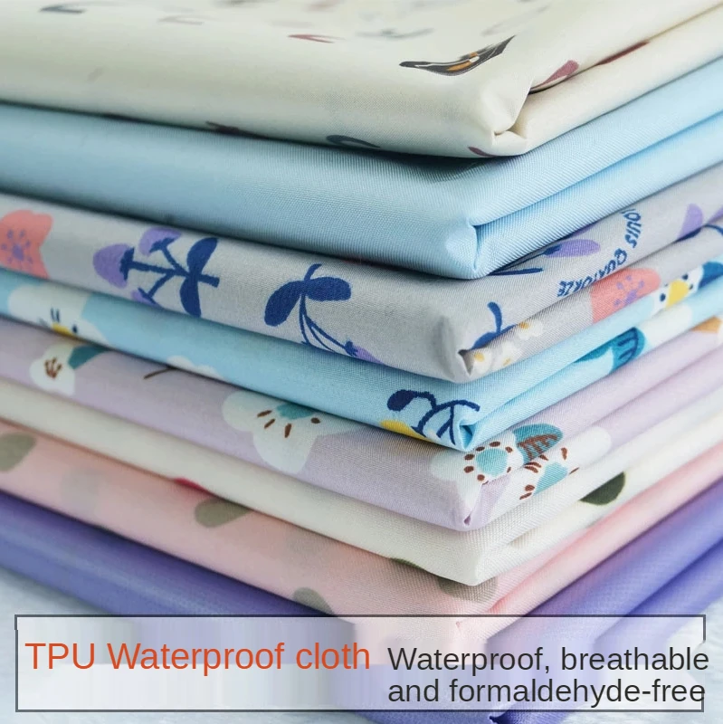 Tpu Waterproof Breathable Fabric By The Meter Per for Clothing Baby Diapers Pad Sewing Diy Thin Cartoon Flower Printed Textile