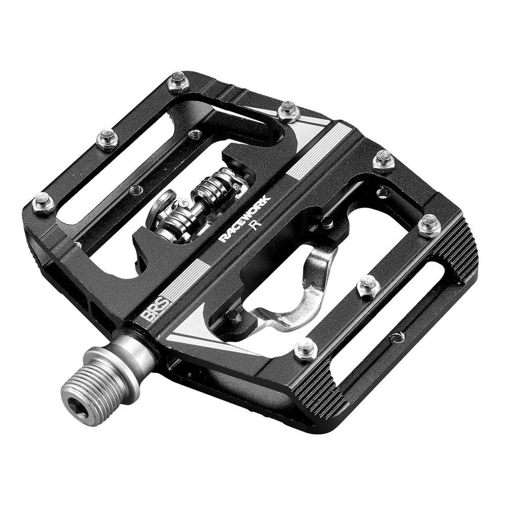 MTB SPD Flat Dual Pedals Mountain Bearings Bike Pedals Dualuse Self-locking Pedals Wide Platform Pedales Bicicleta Accessories