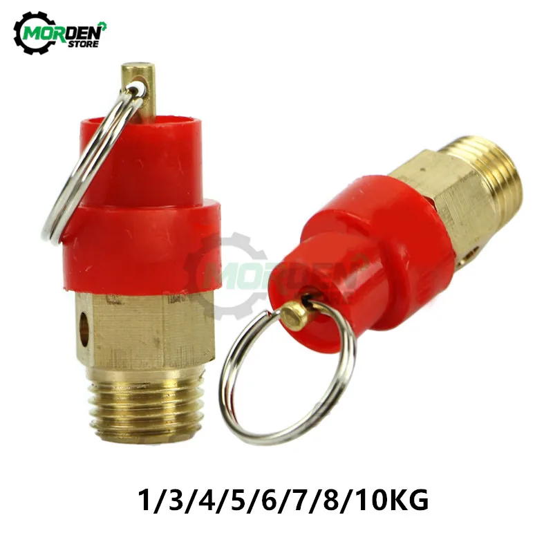 1/4\'\' BSP 1/3/4/5/6/7/8/10KG Air Compressor Safety Relief Valve Pressure Release Regulator 9mm Diameter For Pressure Piping