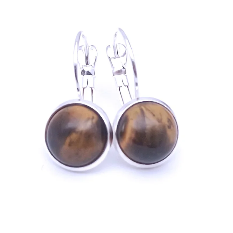 10MM 12mm Tiger Eye Stone Earrings Environmental Protection  Charms Earring for Women Fashion Jewelry