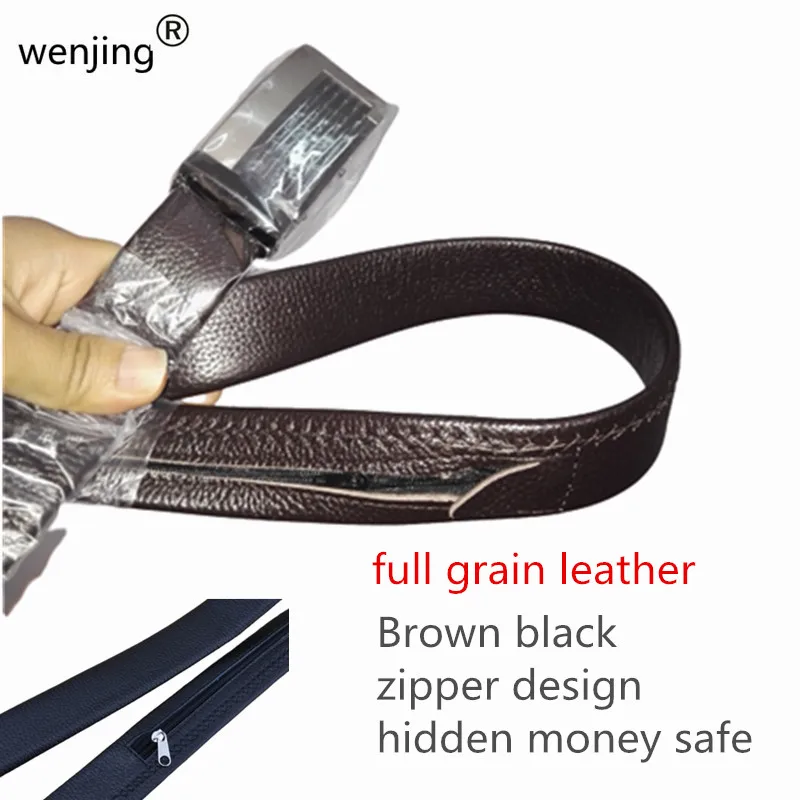 2022  Togo  leather  strip with hide money zipper pouch black full grain Genuine  Leather Belts  with ratchet buckle